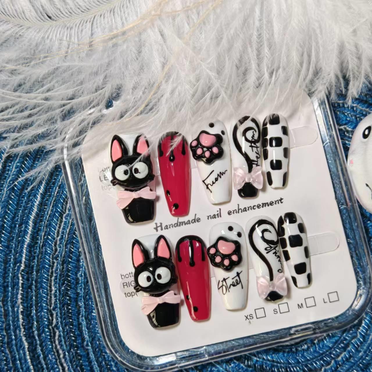 Hand-Painted Kitten Paw Checkerboard False Nails - Removable Nail Art Patches Medium M
Hand-Painted Kitten Paw Checkerboard False Nails - Removable Nail Art Patches Medium M