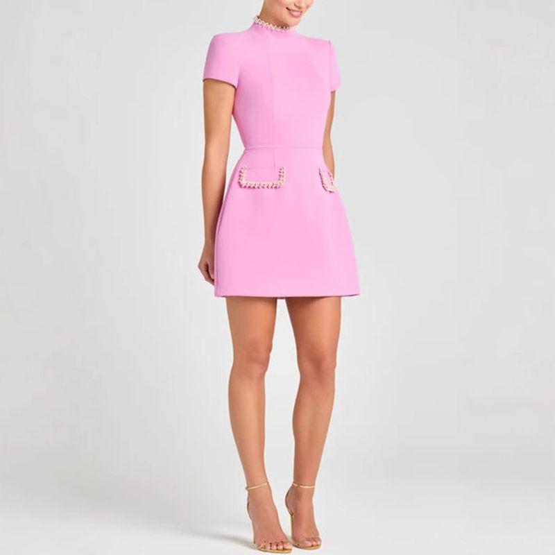 European and American Summer Slim fit round Neck Beads Pink Short dress Dress Pink Short Skirt Dress Pink XL
European and American Summer Slim fit round Neck Beads Pink Short dress Dress Pink Short Skirt Dress Pink XL