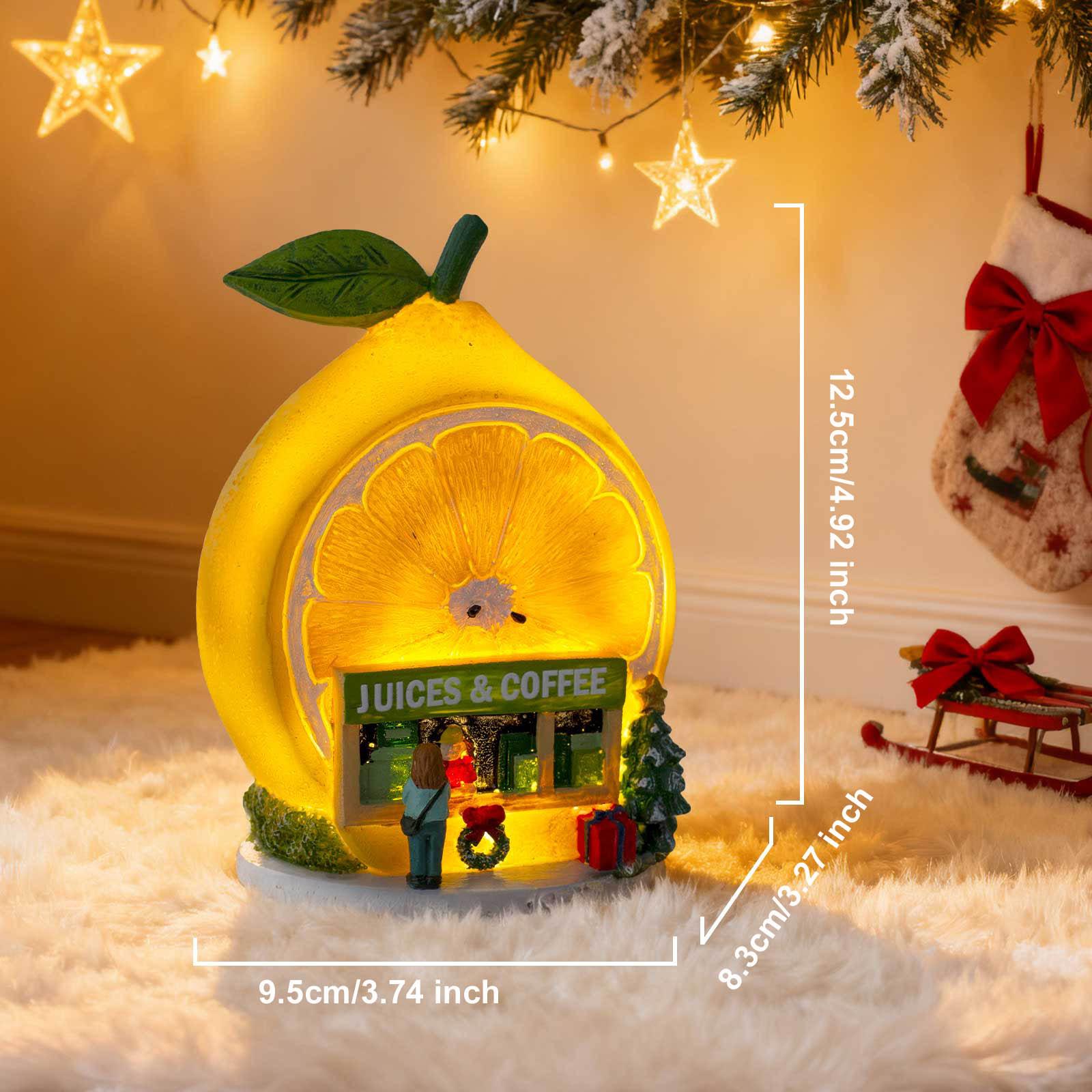 Christmas Lemon Juice & Coffee Shop Ornament, LED Light-Up Holiday Collectible Figurine, Snowy Village Christmas Decorations
Christmas Lemon Juice & Coffee Shop Ornament, LED Light-Up Holiday Collectible Figurine, Snowy Village Christmas Decorations