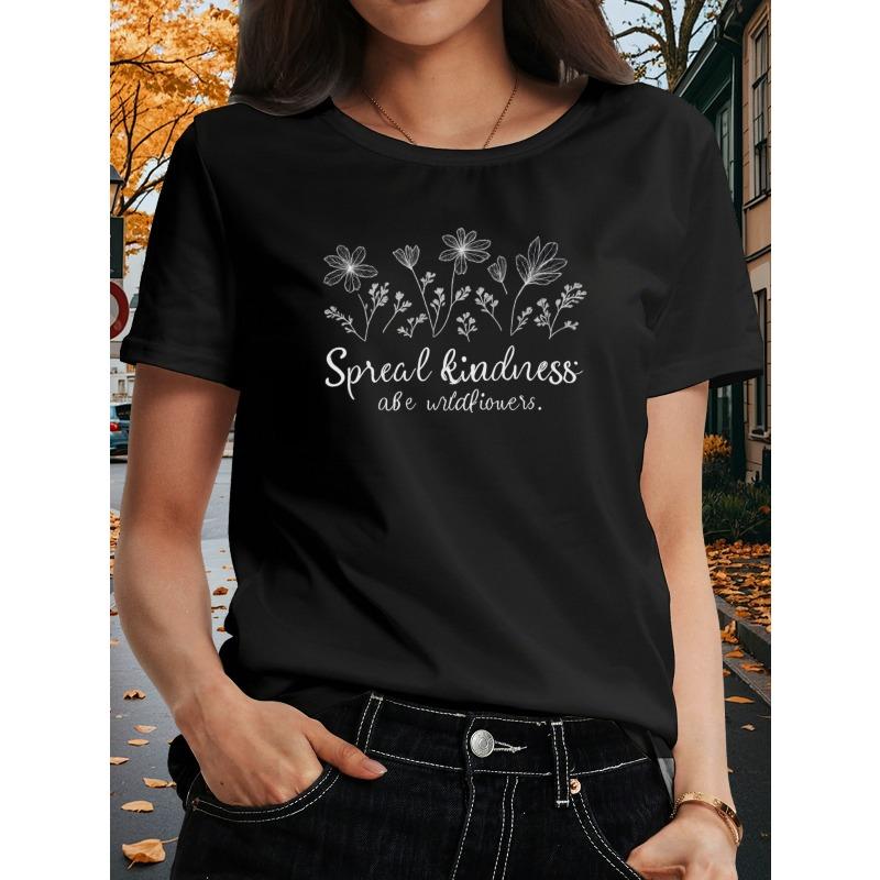 Women s Round Neck Short Sleeve T-Shirt Floral Print Simple Design Casual All-Season Top 4XL чорний
Women s Round Neck Short Sleeve T-Shirt Floral Print Simple Design Casual All-Season Top 4XL чорний