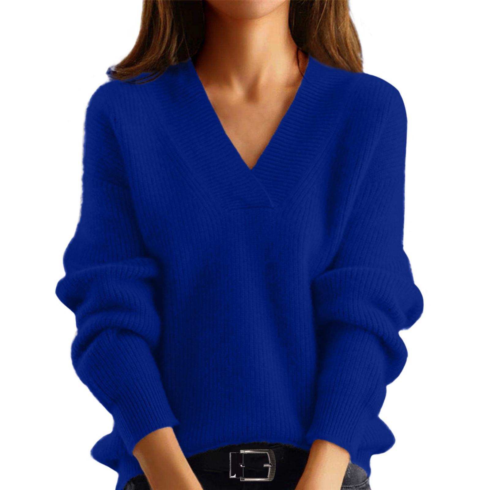 Жіноча модна трикотажна нижня сорочка з V-подібним вирізом і довгим рукавом, верхній светр M Темно-синій
Жіноча модна трикотажна нижня сорочка з V-подібним вирізом і довгим рукавом, верхній светр M Темно-синій