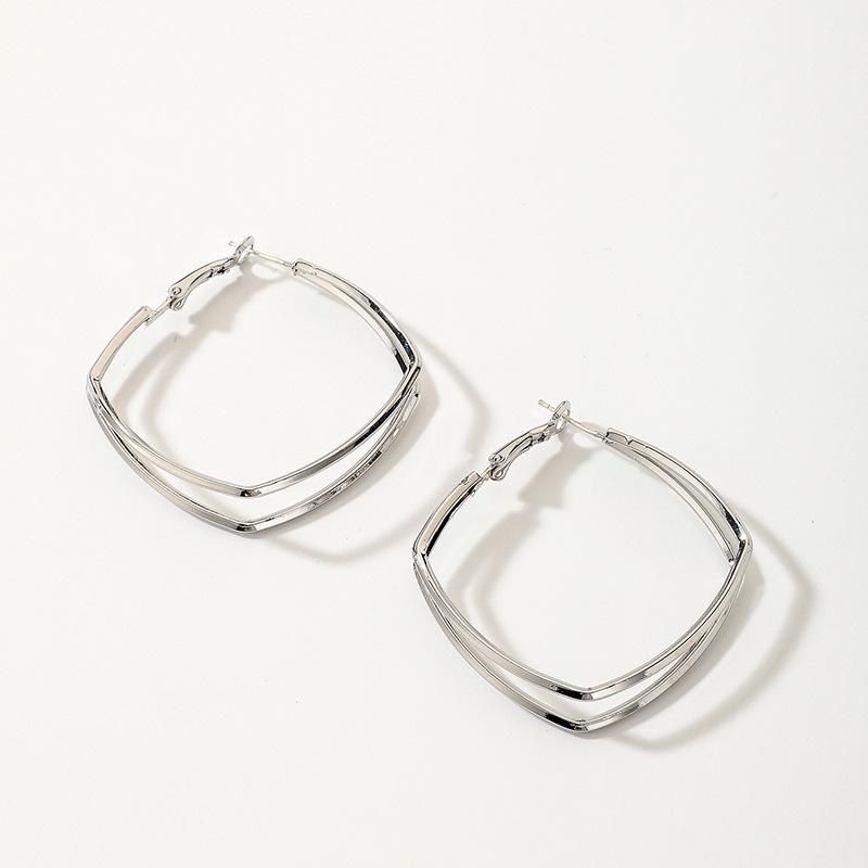 Silver Needle Geometric Double-Layer Metal Hoop Earrings - Minimalist European & American Fashion, High-End Cold Style for Women.
Silver Needle Geometric Double-Layer Metal Hoop Earrings - Minimalist European & American Fashion, High-End Cold Style for Women.