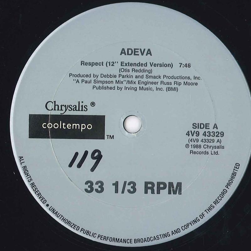 12inch Record ADEVA - Respect 4V943329 CHRYSALIS 1988 US Dance & Electronica Used
12inch Record ADEVA - Respect 4V943329 CHRYSALIS 1988 US Dance & Electronica Used