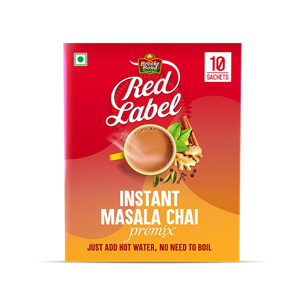 Red Label Instant Masala Chai Premix - 13g*10 sachets | Instant Tea Premix| 10 Single Serve Sachets | From the House of Brooke Bond
Red Label Instant Masala Chai Premix - 13g*10 sachets | Instant Tea Premix| 10 Single Serve Sachets | From the House of Brooke Bond