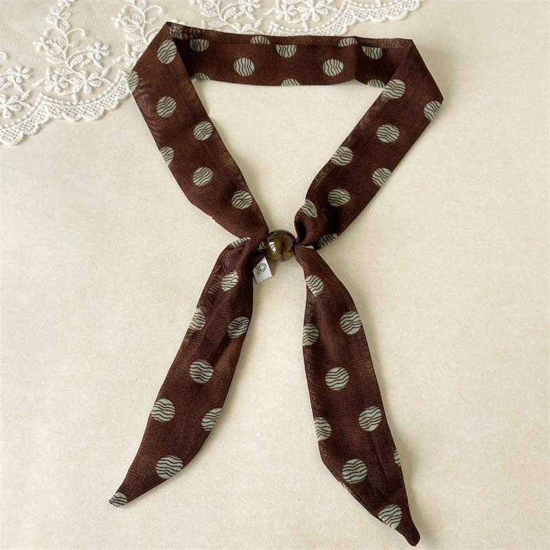 Elegant Long Ribbons Featuring Minimalist Dot Patterns Accented By Lustrous Round Beads For Sophisticated Ponytail Styling And Neck Accessories Brown/Green Dot
Elegant Long Ribbons Featuring Minimalist Dot Patterns Accented By Lustrous Round Beads For Sophisticated Ponytail Styling And Neck Accessories Brown/Green Dot