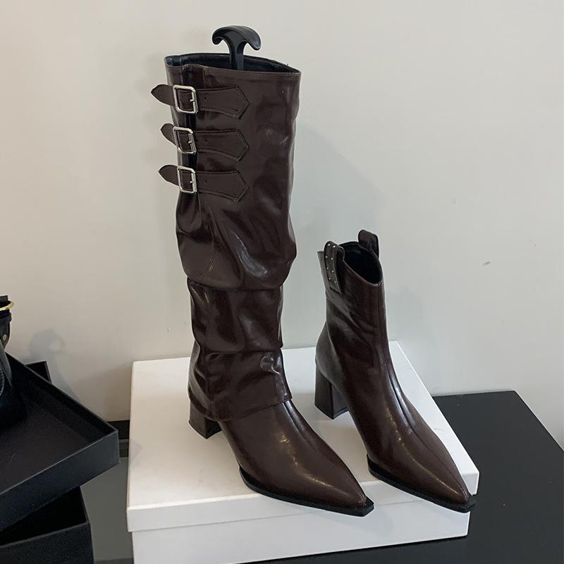 Mi Ting retro pointed Spice Girl style high-heeled boots for women s 2025 autumn and winter new two-wear thick-heeled pleated piled boots 39 коричневый
Mi Ting retro pointed Spice Girl style high-heeled boots for women s 2025 autumn and winter new two-wear thick-heeled pleated piled boots 39 коричневый