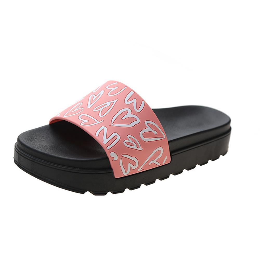 Милые женские сандалии на платформе с рисунком 2024 года, летние тапочки с милым принтом, женская нескользящая домашняя обувь для пляжа, женские шлепанцы 40 розовый