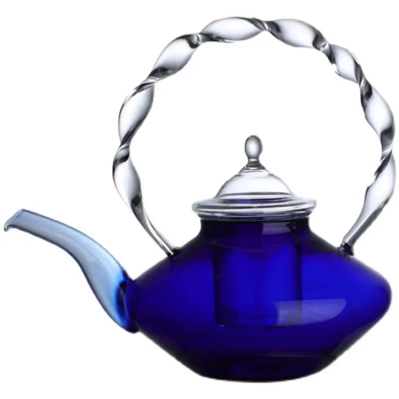 Blue Glass Teapot Teacup Tea Filter Mesh Glass Coffee Pot Heat-resistant Glass Pot Household Kitchen Kettle Exquisite
Blue Glass Teapot Teacup Tea Filter Mesh Glass Coffee Pot Heat-resistant Glass Pot Household Kitchen Kettle Exquisite