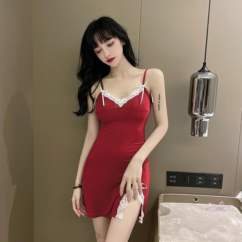 Sexy underwear with chest pad, sexy lace, cute bow, side split, slim suspender, nightdress, seductive woman One size fits all червоний
Sexy underwear with chest pad, sexy lace, cute bow, side split, slim suspender, nightdress, seductive woman One size fits all червоний