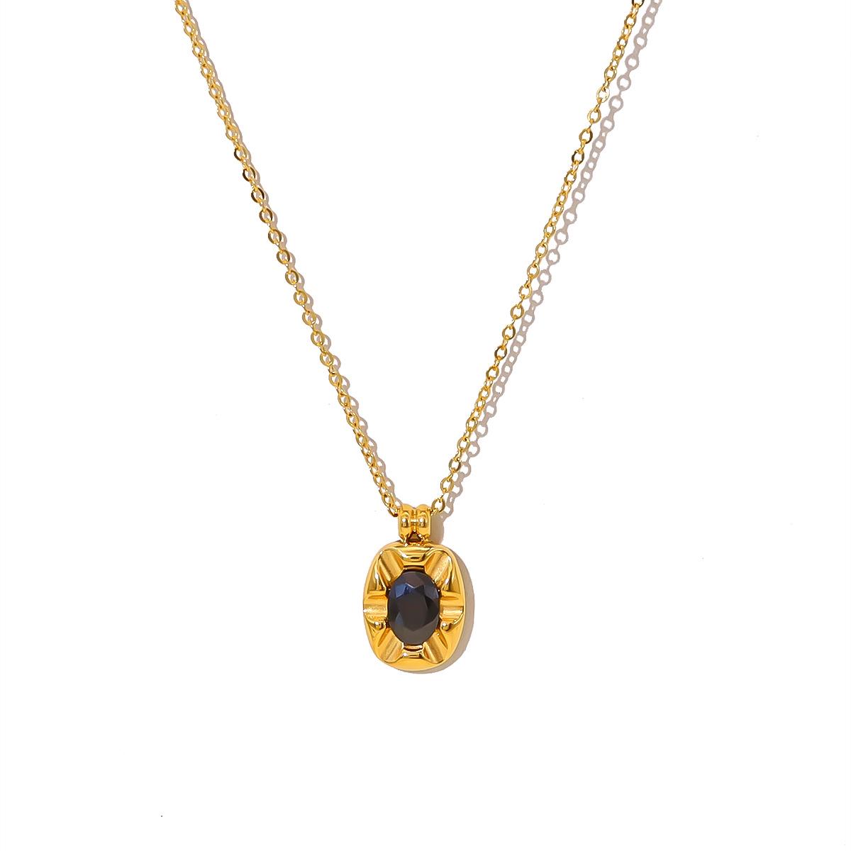 French Elegant Black Zircon Pendant Necklace with Geometric Gemstone Design, Electroplated 18K Gold, Versatile Clavicle Jewelry 18K
French Elegant Black Zircon Pendant Necklace with Geometric Gemstone Design, Electroplated 18K Gold, Versatile Clavicle Jewelry 18K