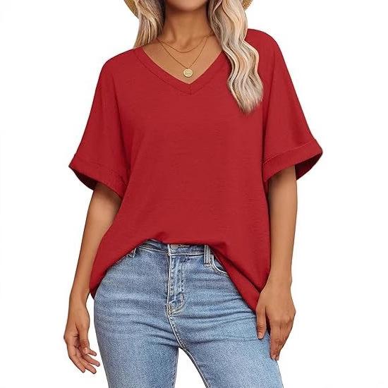 European & American Women s V-neck Summer Casual Loose Short-Sleeved T-shirt 2025. 2XL червоний
European & American Women s V-neck Summer Casual Loose Short-Sleeved T-shirt 2025. 2XL червоний