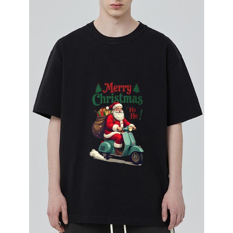 Christmas T Shirt Black Santa Claus Riding Scooter with Gift Bag and Merry Christmas Text Holiday Party Casual Wear XXXXL
Christmas T Shirt Black Santa Claus Riding Scooter with Gift Bag and Merry Christmas Text Holiday Party Casual Wear XXXXL
