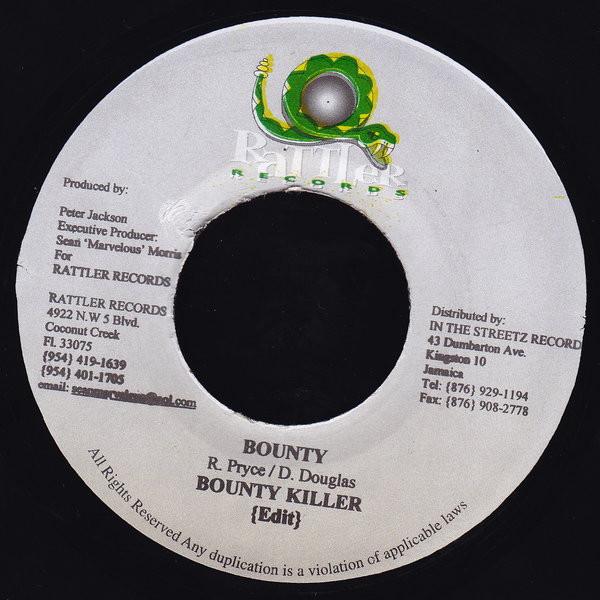 7inch Record BOUNTY KILLER - Bounty NONE Rattler Records 2003 Jamaica Reggae, Ska & Dub Used
7inch Record BOUNTY KILLER - Bounty NONE Rattler Records 2003 Jamaica Reggae, Ska & Dub Used
