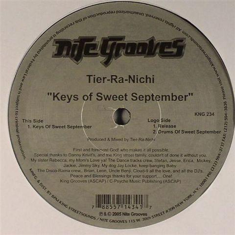 12inch Record TIERRANICHI Keys Of Sweet September KNG234 NITE GROOVES 2005 US Dance Electronica Used
12inch Record TIERRANICHI Keys Of Sweet September KNG234 NITE GROOVES 2005 US Dance Electronica Used