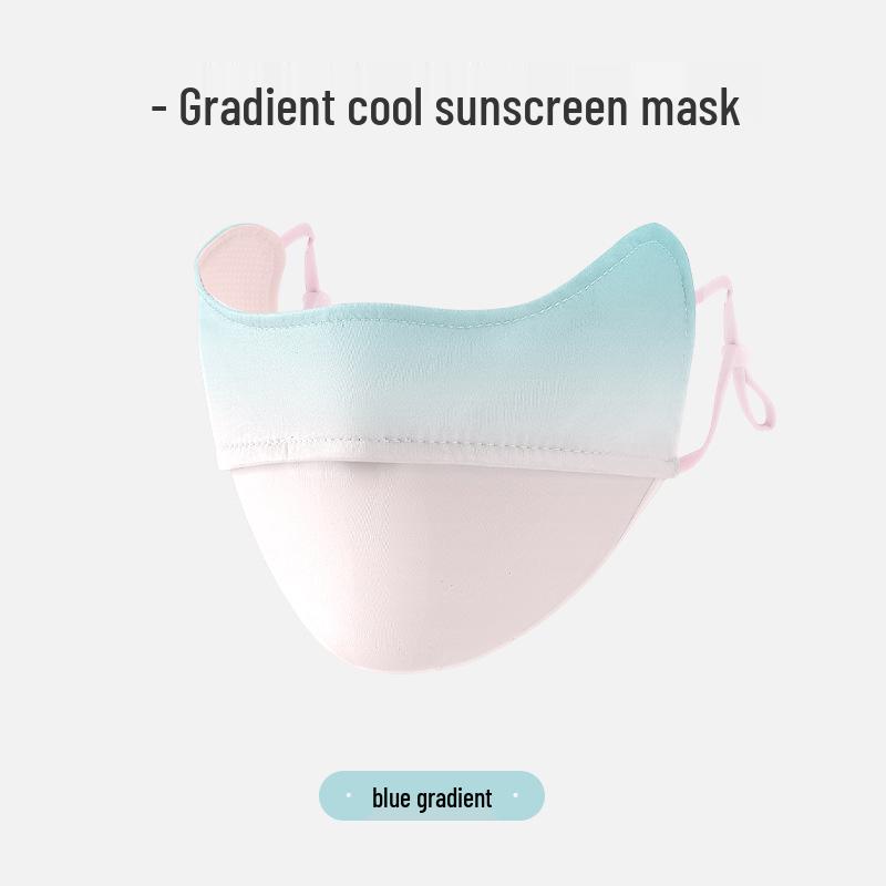 Женская 3D маска от солнца из ледяного шелка - Весенне-летняя дышащая защита от солнца для езды на велосипеде на открытом воздухе One Size синий