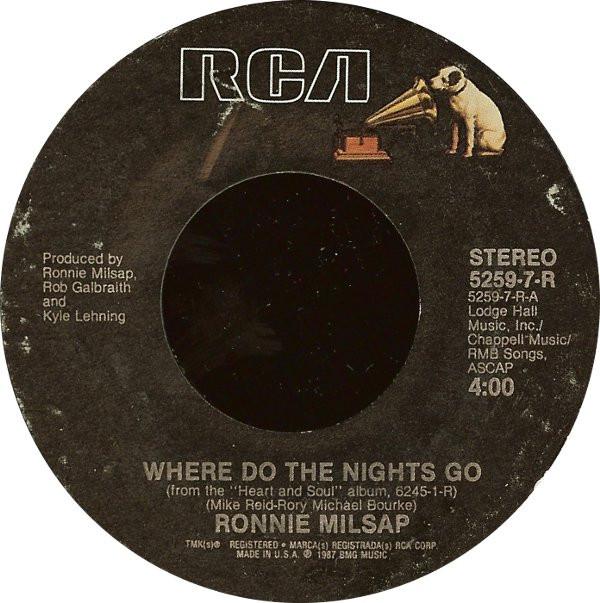 7inch Record RONNIE MILSAP - Where Do The Nights Go 52597R RCA 1987 US Folk Used
7inch Record RONNIE MILSAP - Where Do The Nights Go 52597R RCA 1987 US Folk Used