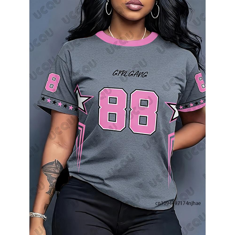 Summer Rising Star 88 Printed Women s Round Neck Short sleeved T-shirt Sports Football Suit 6XL
Summer Rising Star 88 Printed Women s Round Neck Short sleeved T-shirt Sports Football Suit 6XL