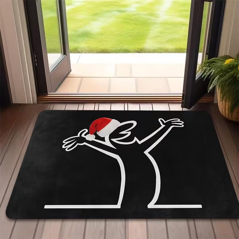 Black Santa Figure Christmas Doormat with White Outline and Red Hat Modern Floor Mat for Holiday Home Entryway Decor Festive 40x60cm
Black Santa Figure Christmas Doormat with White Outline and Red Hat Modern Floor Mat for Holiday Home Entryway Decor Festive 40x60cm