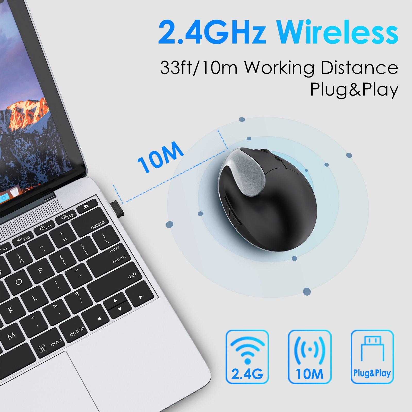 E11 2.4G Wireless Mouse Portable Vertical Ergonomic Mouse with 6 Keys/3 Adjustable DPI (Dry Battery Version) Silver
E11 2.4G Wireless Mouse Portable Vertical Ergonomic Mouse with 6 Keys/3 Adjustable DPI (Dry Battery Version) Silver