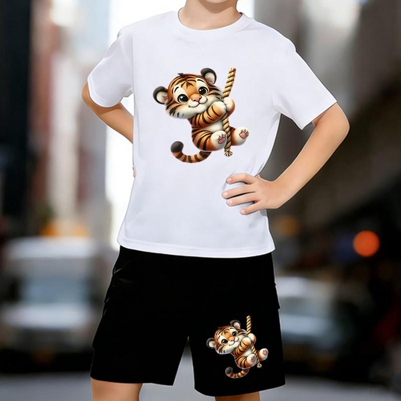 Boys 2 Piece Cute Little Tiger Printed Outfit, Short Sleeve T-Shirt and Shorts Set for Kids Age 5-14,white,Black Sporty Casual Summer Clothes 13-14 Years білий
Boys 2 Piece Cute Little Tiger Printed Outfit, Short Sleeve T-Shirt and Shorts Set for Kids Age 5-14,white,Black Sporty Casual Summer Clothes 13-14 Years білий