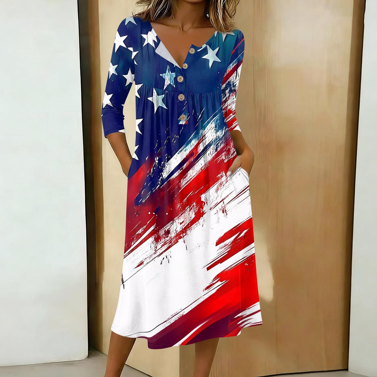 Womens Casual 34 Sleeve Button Neck Printed Midi Dress with Floral and Flag Pattern Loose Fit Soft Fabric Comfortable Wear S білий
Womens Casual 34 Sleeve Button Neck Printed Midi Dress with Floral and Flag Pattern Loose Fit Soft Fabric Comfortable Wear S білий