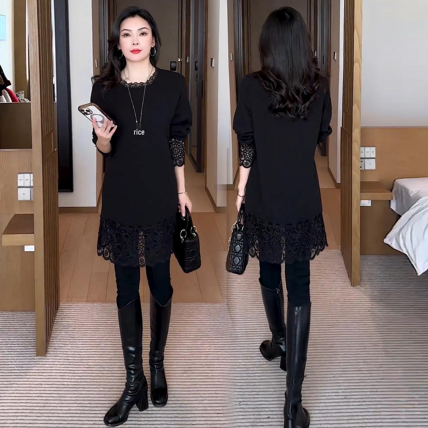 Women s Winter 2026 Lace Patchwork Slimming Long-Sleeve T-shirt L for 101-110lbs чорний
Women s Winter 2026 Lace Patchwork Slimming Long-Sleeve T-shirt L for 101-110lbs чорний