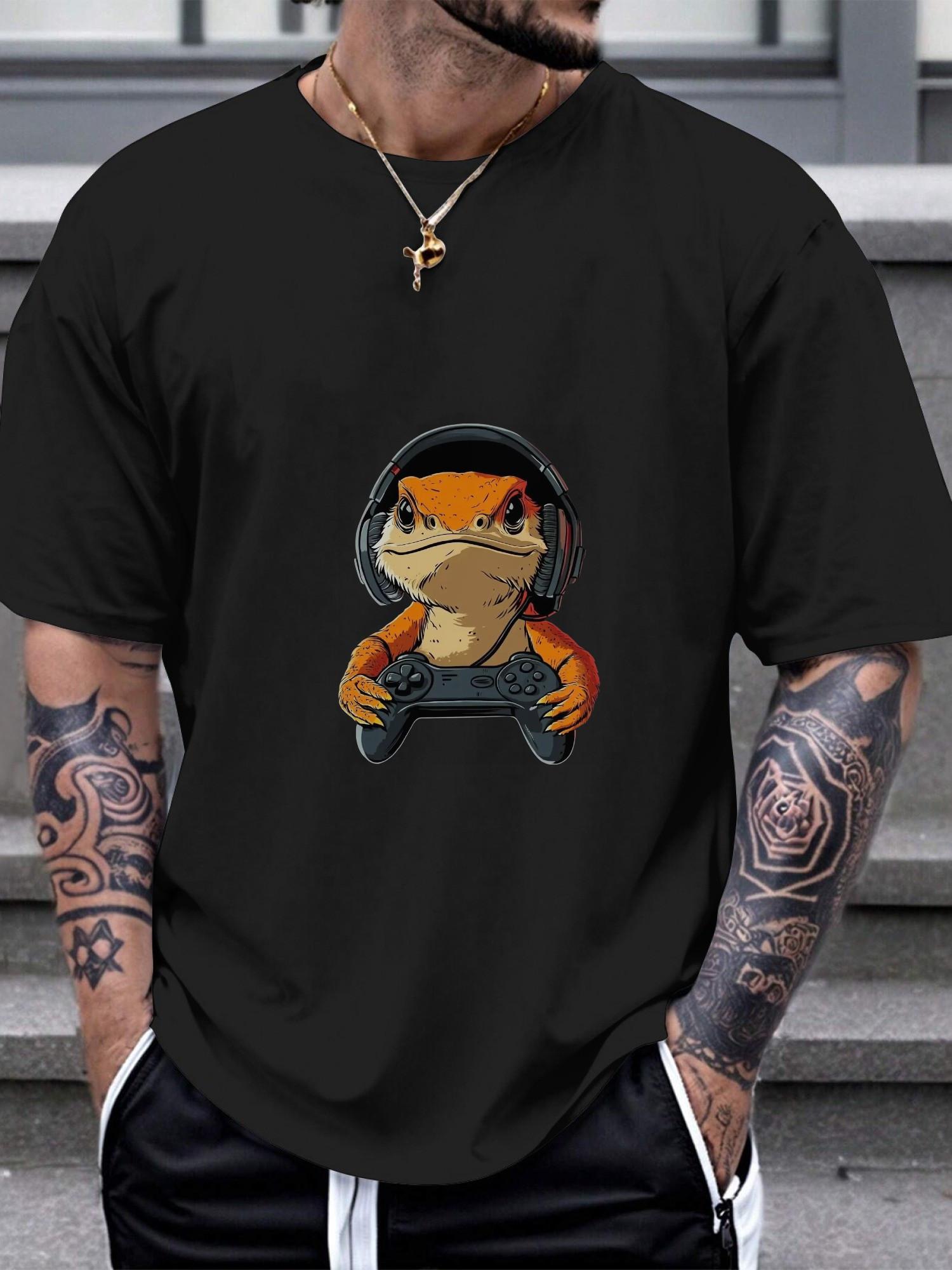 1pc Bearded Dragon Gamer Graphic T-shirt - 180g Cotton Crew Neck Short Sleeve Tee with Cartoon Gaming Design S
1pc Bearded Dragon Gamer Graphic T-shirt - 180g Cotton Crew Neck Short Sleeve Tee with Cartoon Gaming Design S