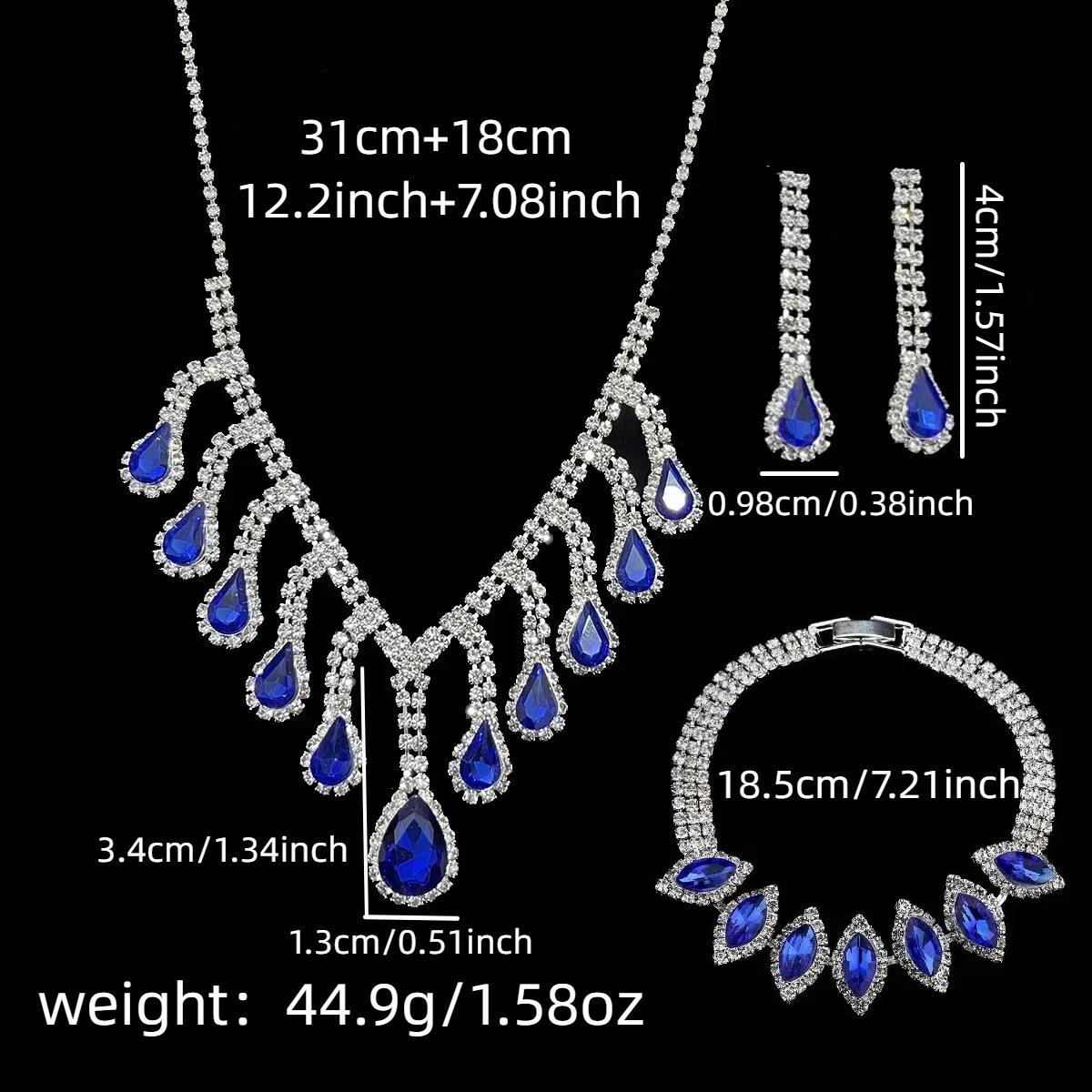 Blue Rhinestone Necklace and Earrings Set , Sparkling Jewelry for Evening Party , European American Style синій
Blue Rhinestone Necklace and Earrings Set , Sparkling Jewelry for Evening Party , European American Style синій