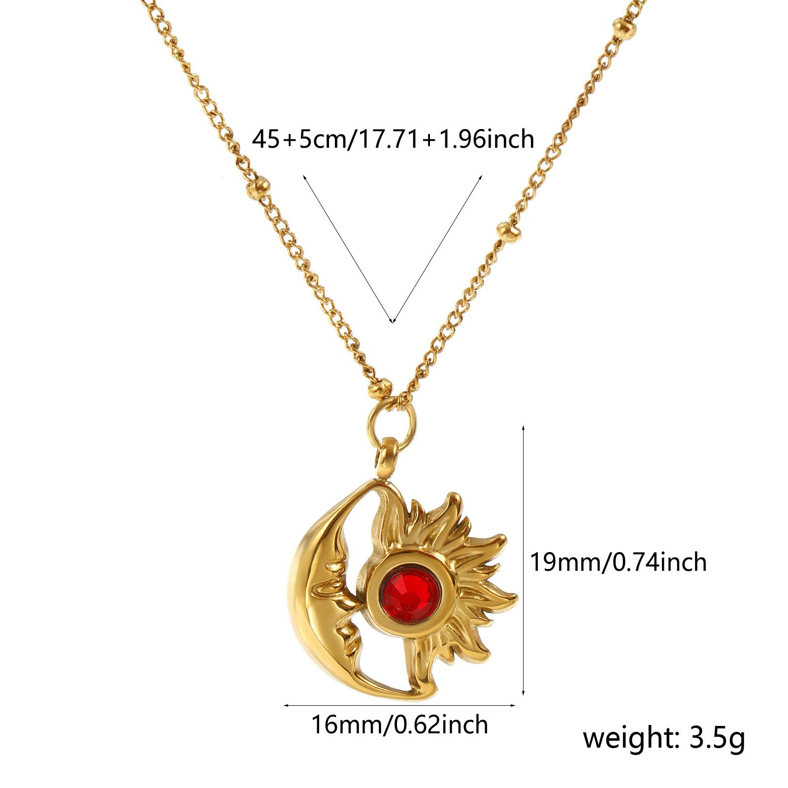 304 Stainless Steel & Rhinestone Birthstone Necklace 18K Gold Plated Curb Link Chain Sun & Moon Pendant Charm Necklace 45cm +5cm
304 Stainless Steel & Rhinestone Birthstone Necklace 18K Gold Plated Curb Link Chain Sun & Moon Pendant Charm Necklace 45cm +5cm