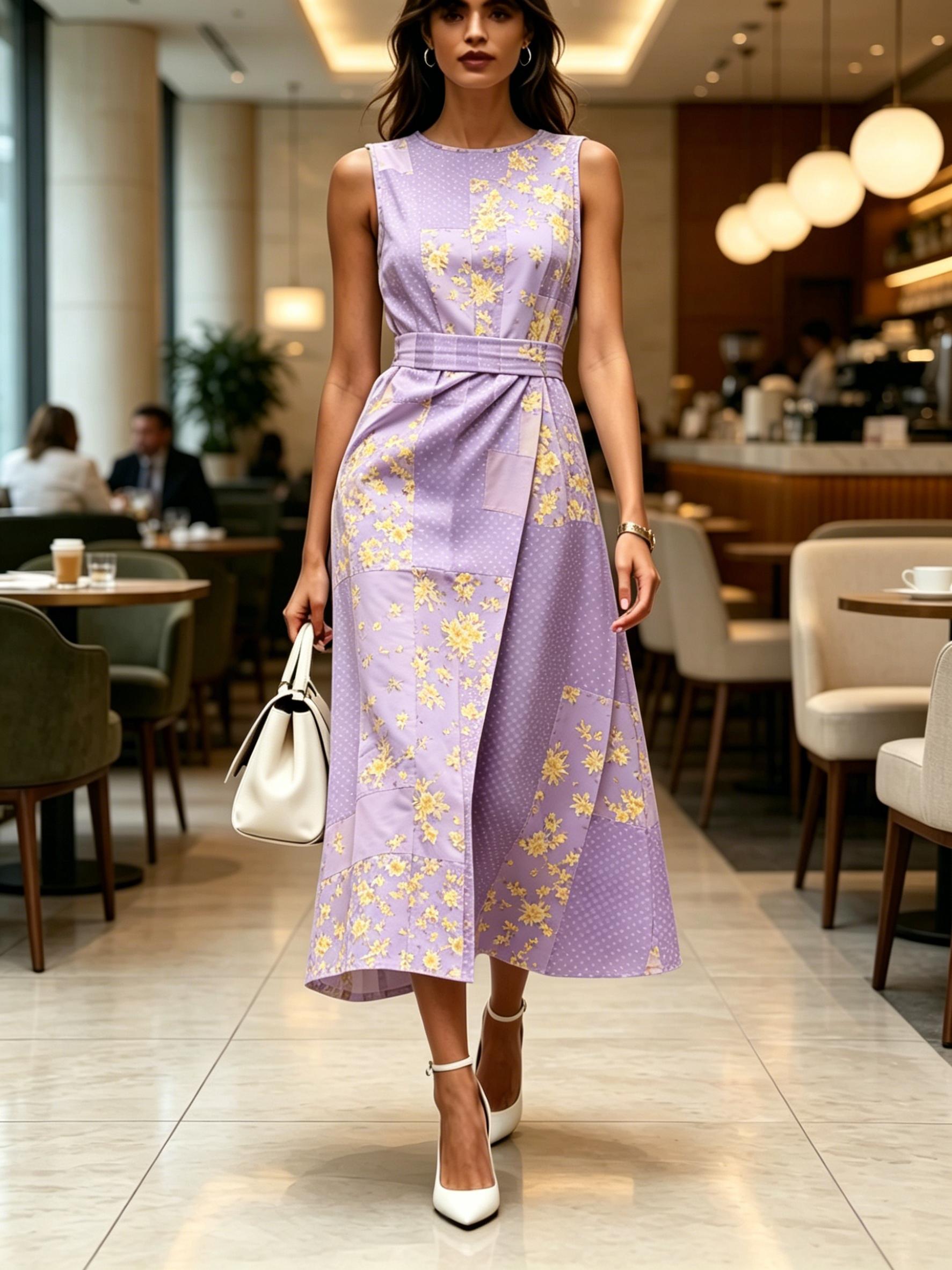 Lavender Patchwork with Yellow Floral Printed Round Neck Sleeveless Midi Dress Modern Elegant Casual Fashion Women s Clothing For Spring Summer Autumn XXS
Lavender Patchwork with Yellow Floral Printed Round Neck Sleeveless Midi Dress Modern Elegant Casual Fashion Women s Clothing For Spring Summer Autumn XXS