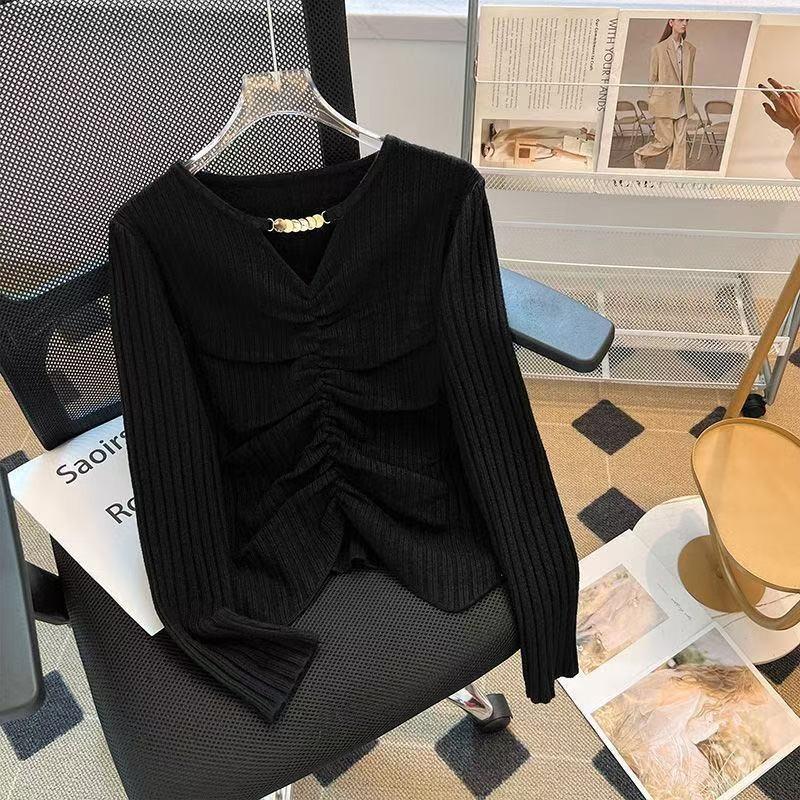 Новая осенне-зимняя трикотажная базовая рубашка приталенного силуэта с нерегулярной плиссировкой для женщин, с маленьким плиссированным верхом M/95-105 чёрный
Новая осенне-зимняя трикотажная базовая рубашка приталенного силуэта с нерегулярной плиссировкой для женщин, с маленьким плиссированным верхом M/95-105 чёрный