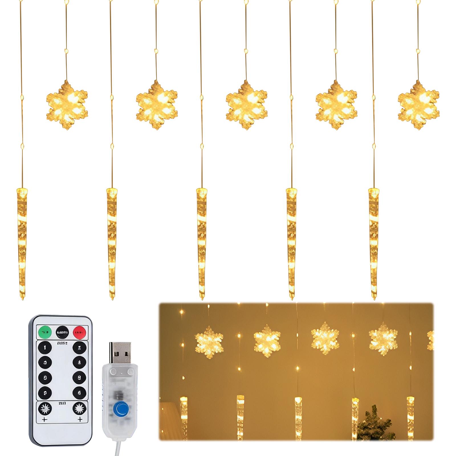 Christmas Snowflake Icicle Lights 85LED 8 Modes Curtain Lights Waterproof Connectable Fairy Light for Indoor Outdoor Xmas Decor
Christmas Snowflake Icicle Lights 85LED 8 Modes Curtain Lights Waterproof Connectable Fairy Light for Indoor Outdoor Xmas Decor