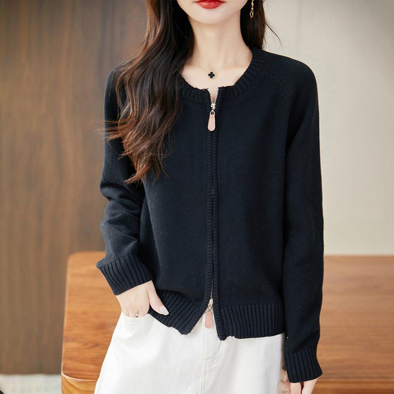 Round Neck Raglan Sleeve Cotton Knit Cardigan - Women s Loose Short Double Zipper Jacket L чёрный
Round Neck Raglan Sleeve Cotton Knit Cardigan - Women s Loose Short Double Zipper Jacket L чёрный