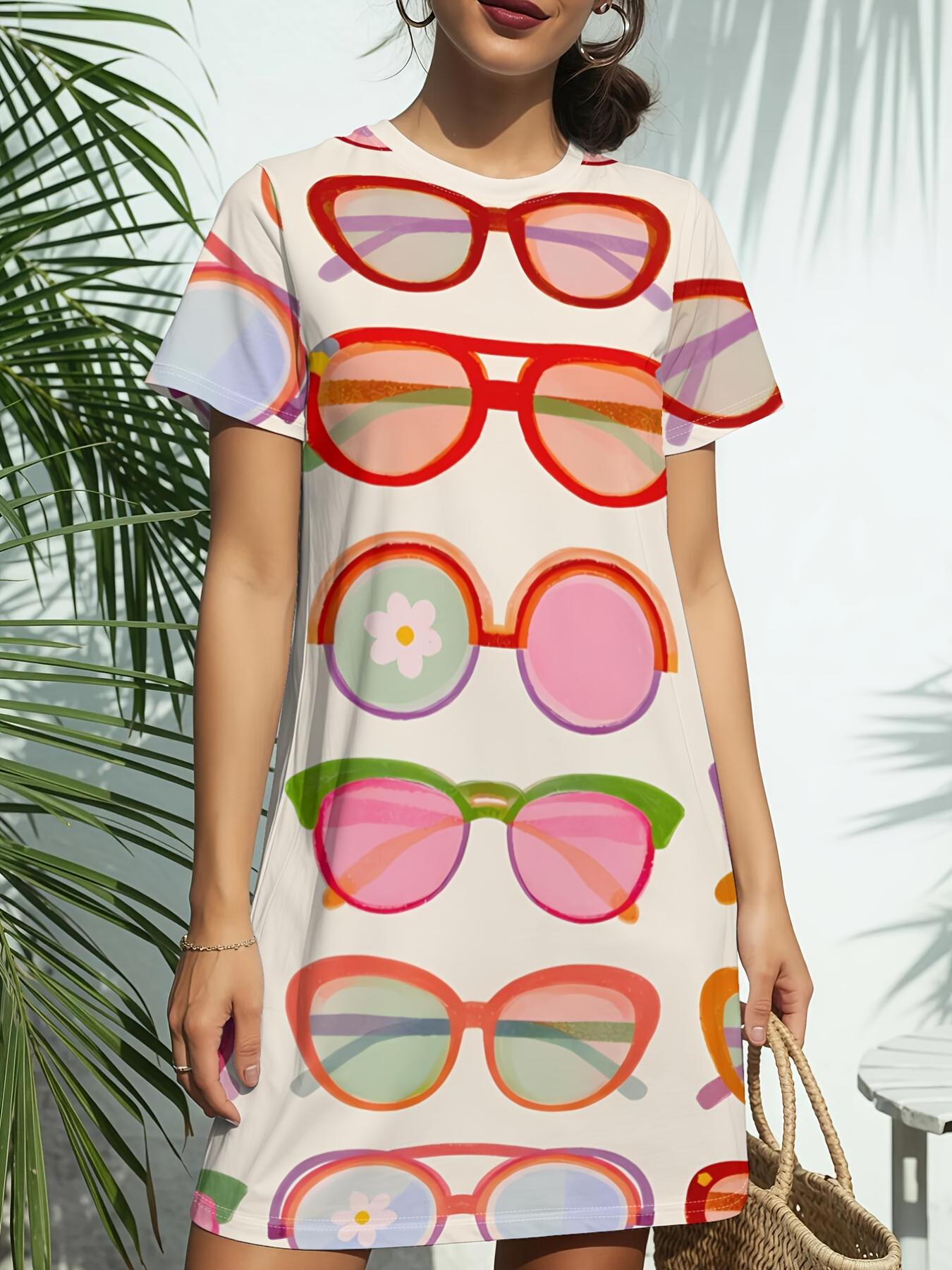 Glasses Print New Women S Round Neck Short Sleeve T-Shirt Dress. American Style Trendy Digital Printing. Casual And Versatile for Spring And Summer. E 8XL дубильна кора
Glasses Print New Women S Round Neck Short Sleeve T-Shirt Dress. American Style Trendy Digital Printing. Casual And Versatile for Spring And Summer. E 8XL дубильна кора
