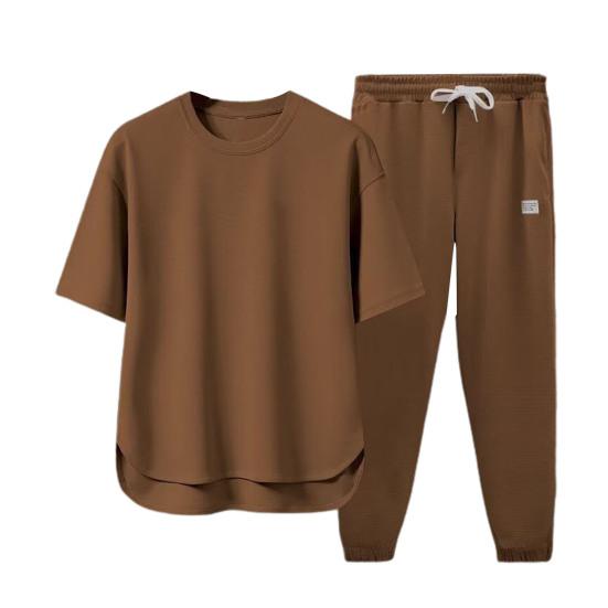 Мужской летний спортивный костюм из 2 шт./компл., футболка с коротким рукавом и эластичным шнурком на талии, широкие длинные спортивные штаны, комплект, однотонный повседневный наряд XL
Мужской летний спортивный костюм из 2 шт./компл., футболка с коротким рукавом и эластичным шнурком на талии, широкие длинные спортивные штаны, комплект, однотонный повседневный наряд XL