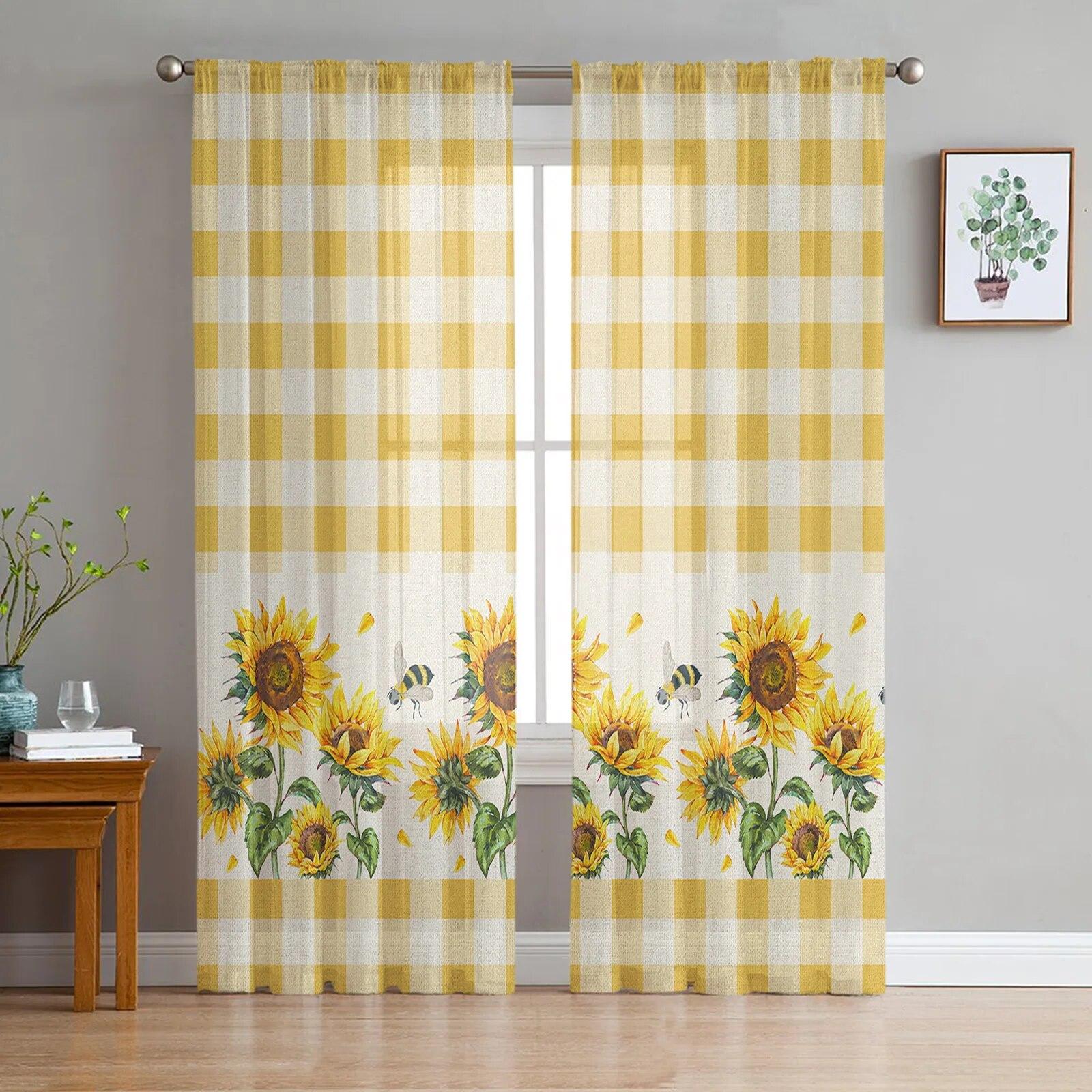 Тюлевые шторы с подсолнухом, пчелой, бабочкой и текстурой дерева для гостиной, шифоновая вуаль, прозрачная оконная занавеска для спальни 135W x 114H(cm)
Тюлевые шторы с подсолнухом, пчелой, бабочкой и текстурой дерева для гостиной, шифоновая вуаль, прозрачная оконная занавеска для спальни 135W x 114H(cm)