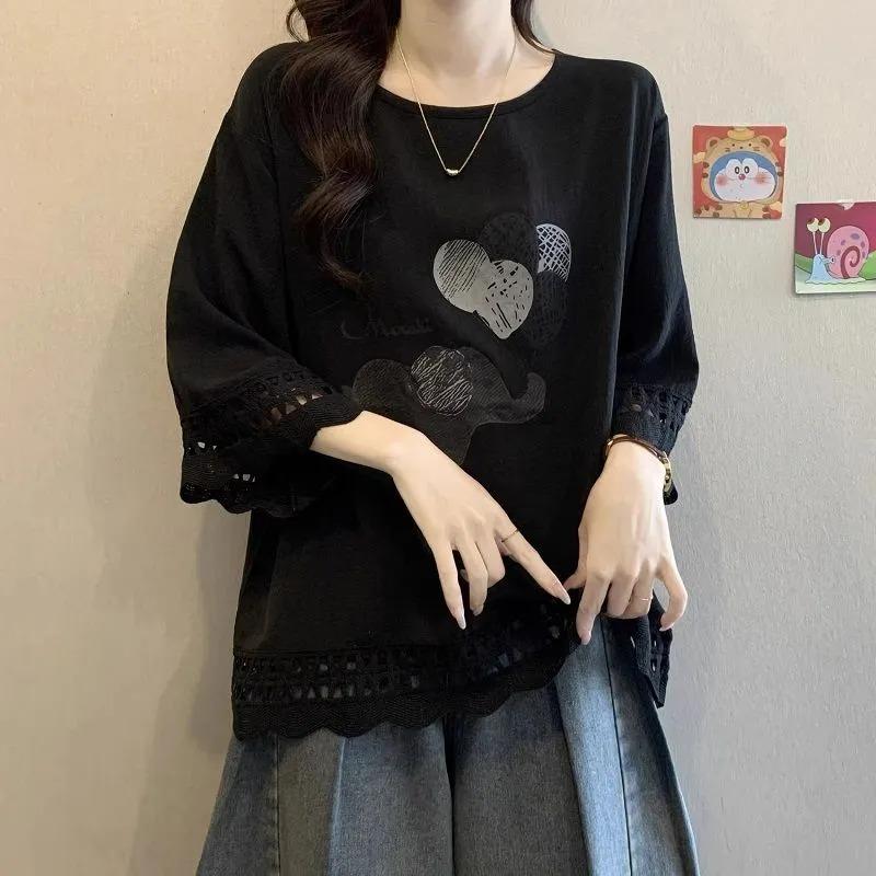 Large Size Unique and Unique Hollow Three-quarter Sleeve T-shirt Women s Summer Loose and Slim Lace Splicing Round Neck Top 3XL чорний
Large Size Unique and Unique Hollow Three-quarter Sleeve T-shirt Women s Summer Loose and Slim Lace Splicing Round Neck Top 3XL чорний