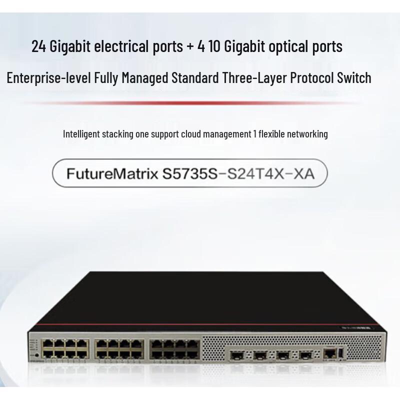Huawei S5735S-S24T4X-XA 28-Port Ethernet Switch
Huawei S5735S-S24T4X-XA 28-Port Ethernet Switch