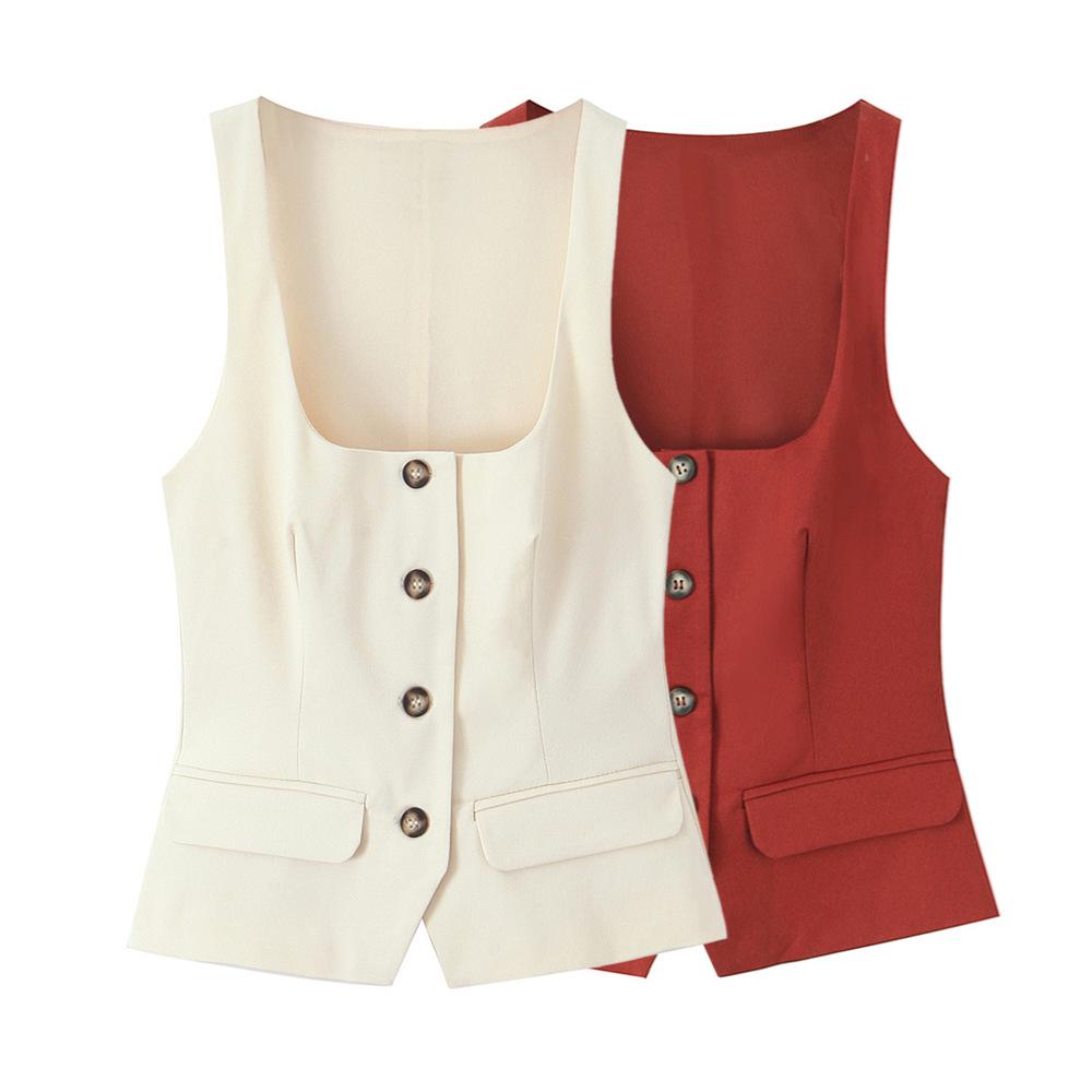 2025 Spring Women s Double-Breasted Square Neck Sleeveless Vest - Slim Fit, Elegant Commuter Style XS
2025 Spring Women s Double-Breasted Square Neck Sleeveless Vest - Slim Fit, Elegant Commuter Style XS
