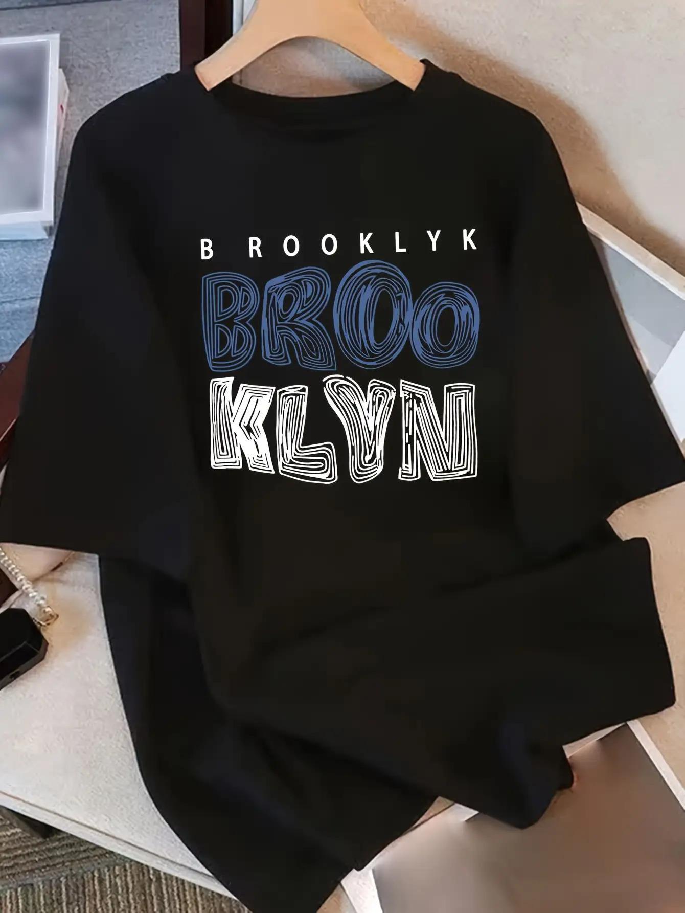 Short Sleeve T-Shirt for Women - Features Brooklyn Lettering, Relaxed Fit Round Neck Casual Top, Black with Blue And White Design, Machine Washable, C 5XL різнокольоровий
Short Sleeve T-Shirt for Women - Features Brooklyn Lettering, Relaxed Fit Round Neck Casual Top, Black with Blue And White Design, Machine Washable, C 5XL різнокольоровий