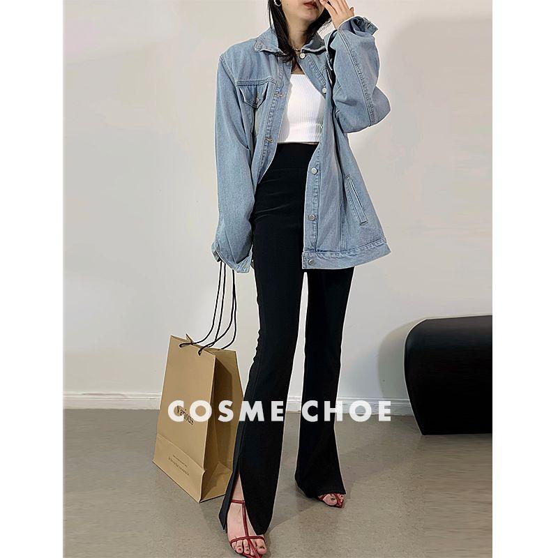 High Waist Silm Slit Slightly Pull Slim Looking Casual Super Model Pants Crystal Black M
High Waist Silm Slit Slightly Pull Slim Looking Casual Super Model Pants Crystal Black M