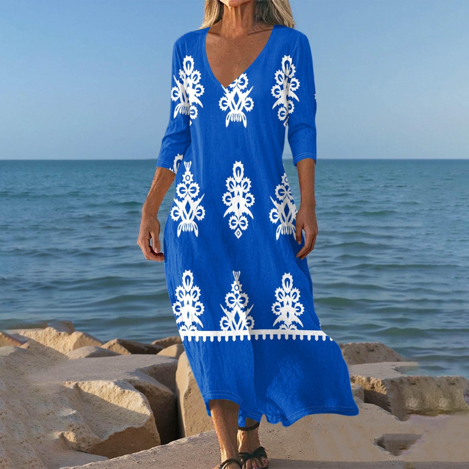 Dresses For Womens Vintage Print Tunic Waisted Midi Dress Summer Casual 3/4 Sleeve Dress XL синій
Dresses For Womens Vintage Print Tunic Waisted Midi Dress Summer Casual 3/4 Sleeve Dress XL синій