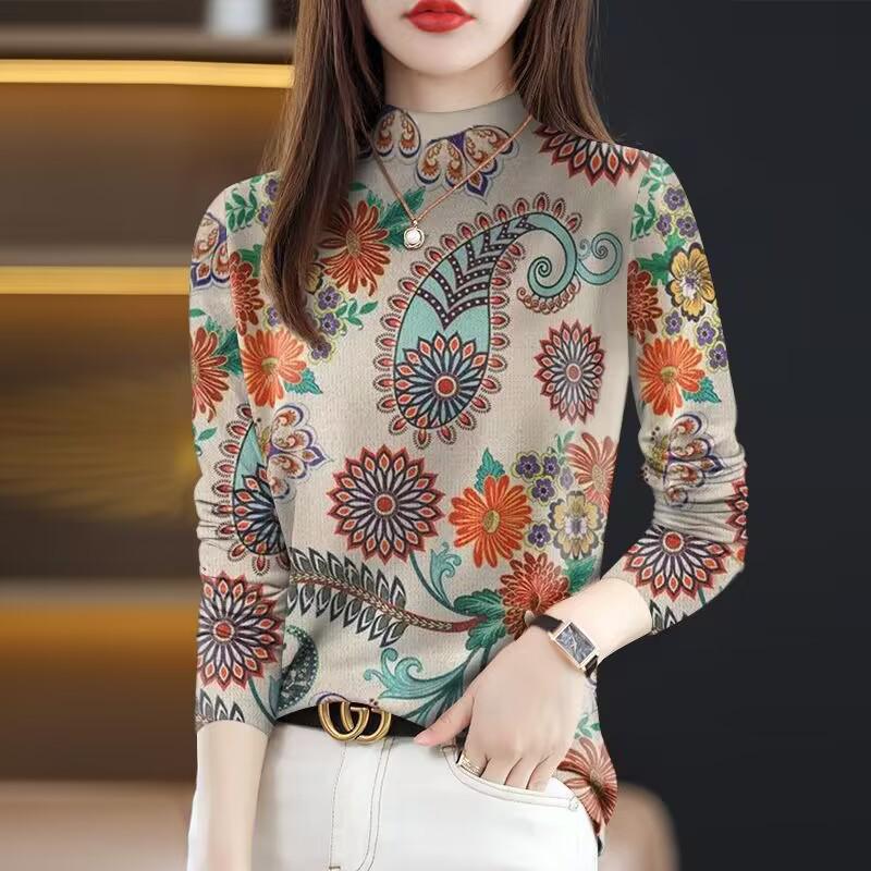 Fleece-Lined Floral Long-Sleeve T-Shirt for Women - Slimming, Loose Fit 4XL for 155-170 lbs
Fleece-Lined Floral Long-Sleeve T-Shirt for Women - Slimming, Loose Fit 4XL for 155-170 lbs