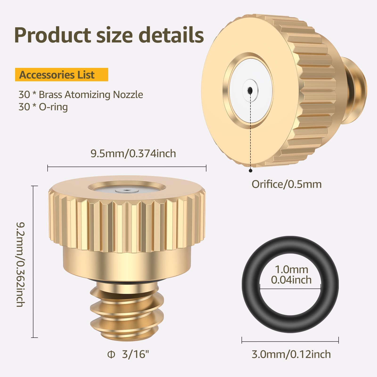 30Pcs Brass Misting Nozzles Threaded Atomizing Misting Nozzles with O Rings Gardening Accessories for Outdoor Cooling System
30Pcs Brass Misting Nozzles Threaded Atomizing Misting Nozzles with O Rings Gardening Accessories for Outdoor Cooling System