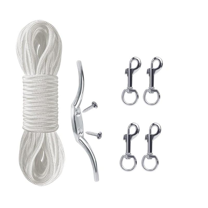 CYCLI-Flag Rope And Clips Kit - 50Ft Flag Pole Rope Halyard With Cleat Hook & 4 Pcs Swivel Snap Clips For Flagpoles Up To 25Ft
CYCLI-Flag Rope And Clips Kit - 50Ft Flag Pole Rope Halyard With Cleat Hook & 4 Pcs Swivel Snap Clips For Flagpoles Up To 25Ft