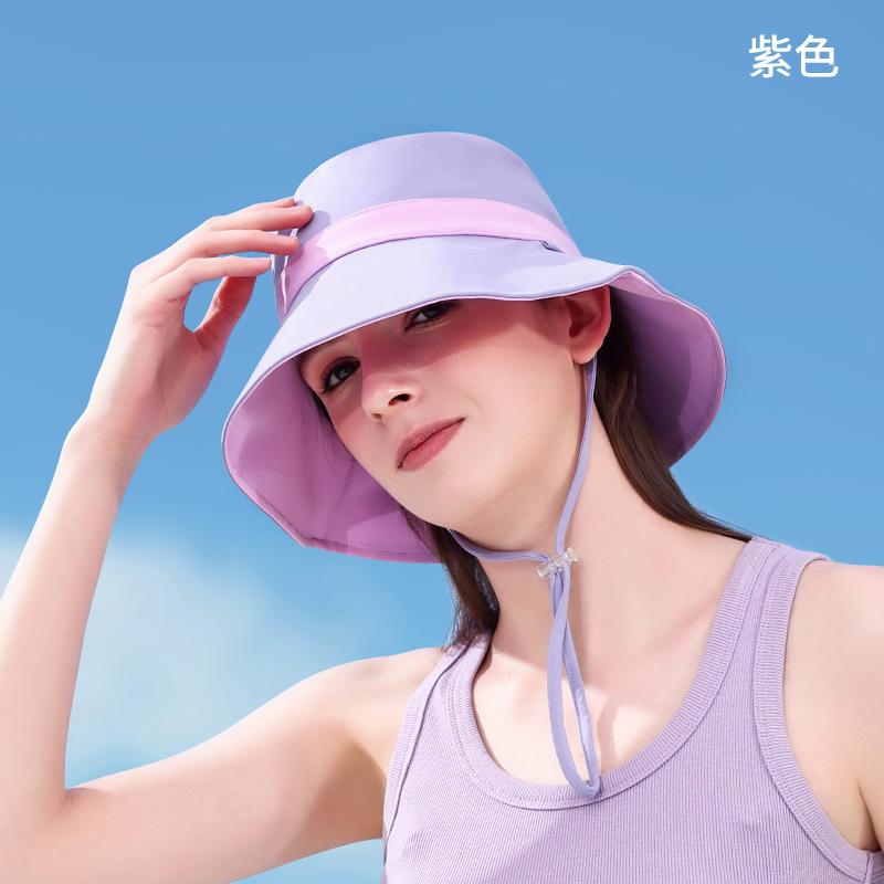 Высококачественная солнцезащитная шляпа-панама для женщин UPF50 + из оригинальной пряжи, ледяная на ощупь, шляпа от солнца с широкими полями, визуально уменьшающая лицо, двусторонняя шляпа-панама M(56-58cm)
