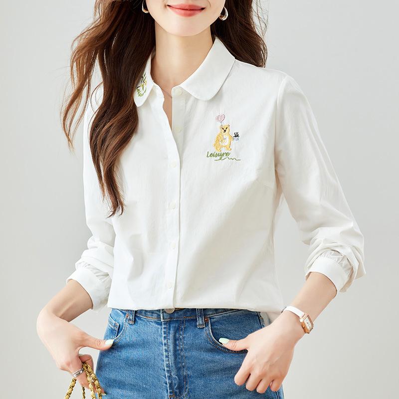 Lapel Embroidered Shirt for Women In Spring New Style Commuting Korean Loose Cotton Top for Women 2XL білий
Lapel Embroidered Shirt for Women In Spring New Style Commuting Korean Loose Cotton Top for Women 2XL білий