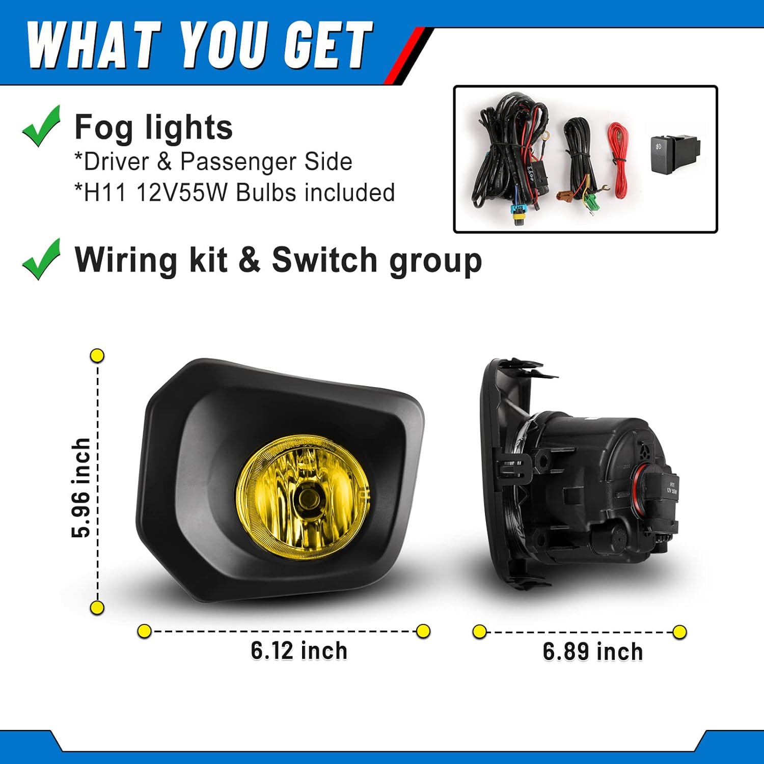 Fog Lights compatible for Toyota Tacoma SR / SR5 2016 2017 2018 2019 2020 2021 2022 Driver Passenger Replacement Lamps Assembly Amber Yellow
Fog Lights compatible for Toyota Tacoma SR / SR5 2016 2017 2018 2019 2020 2021 2022 Driver Passenger Replacement Lamps Assembly Amber Yellow