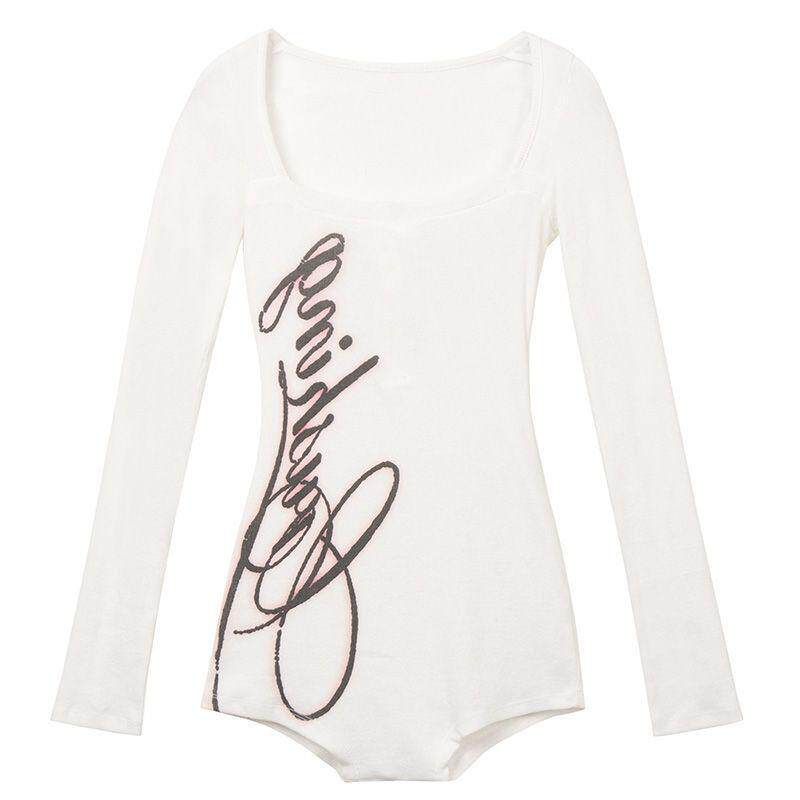 2025 Summer New European and American Style Sexy Hot Girl Letter Print Long-Sleeve Round Neck Slim-Fit Bodysuit for Women White S
2025 Summer New European and American Style Sexy Hot Girl Letter Print Long-Sleeve Round Neck Slim-Fit Bodysuit for Women White S