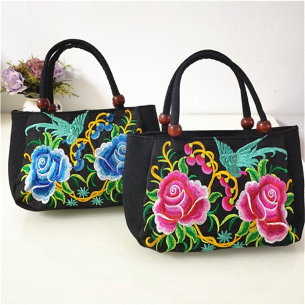 Canvas Ethnic Style Tote Bag Leaf Rose Flower Shoulder Bag Elegant Embroidery Flower Handbag Daily G
Canvas Ethnic Style Tote Bag Leaf Rose Flower Shoulder Bag Elegant Embroidery Flower Handbag Daily G